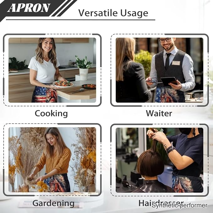 Waist Apron with 3 Pockets Waterproof 13 Inch Short Half Waist Aprons Women Men Server Aprons Waitress Waiter Apron - Image 5