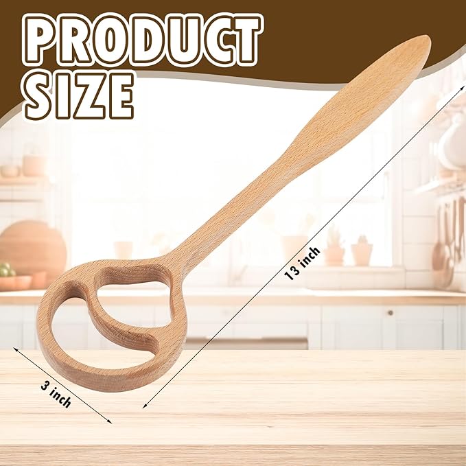 Honeydak 2 Pack 13 Inch Wooden Danish Dough Whisk 2 Hole Sourdough Bread Mixing Supplies Personalized Dutch Whisk for Pizza Pastry Cake Egg Batter Baking