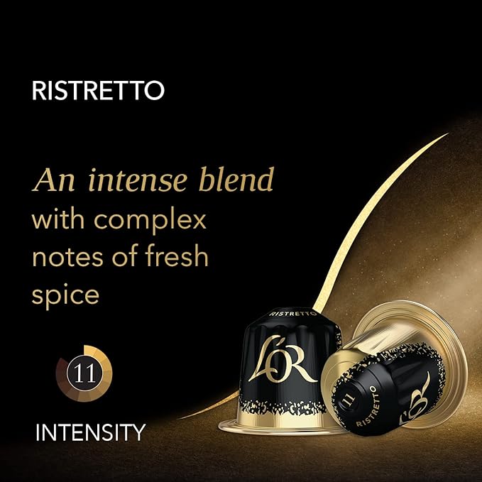 L'OR Espresso Capsules, 50 Count Ristretto, Single-Serve Aluminum Coffee Capsules Compatible with the L'OR BARISTA System & *Nespresso Original Machines, 50 Count (Pack of 1)
