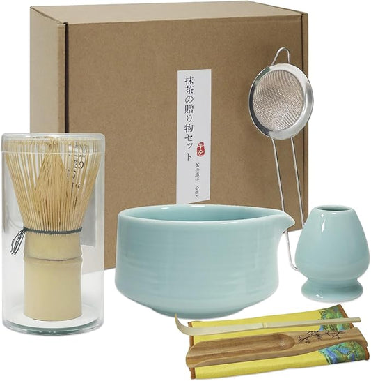 Matcha Whisk Set, Matcha Bowl with Spout, Bamboo Whisk, Scoop, Sifter, Whisk Holder – Unique Gift for Women, Men, Friends – Home & Kitchen Décor, Perfect for Christmas, Birthdays, Halloween