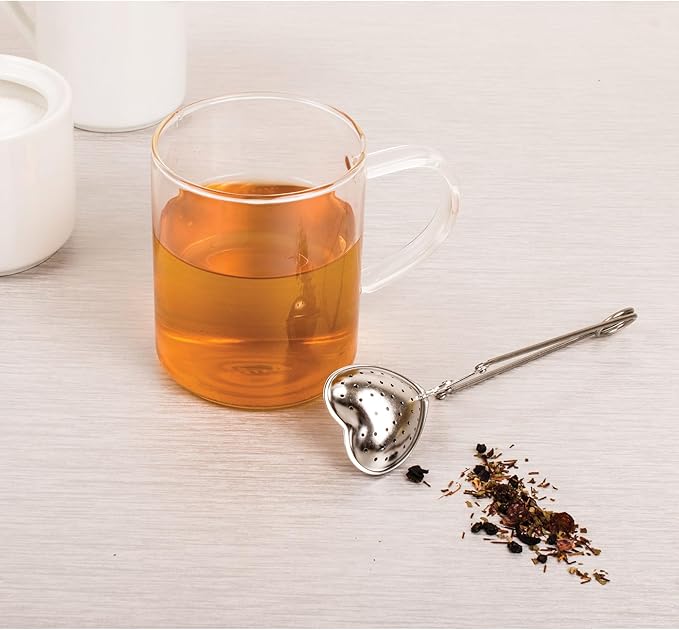 HIC Kitchen Snap Tea Infuser, Heart-Shaped, 18/8 Stainless Steel, For Loose Leaf Tea and Mulling Spices