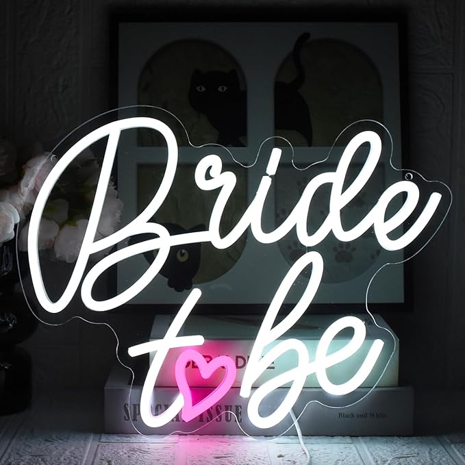 Bride to Be Neon Sign Wedding Light Signs White Led Neon Light Signs USB Dimmable Led Lights Sign for Bachelorette Engagement Party Bridal Shower