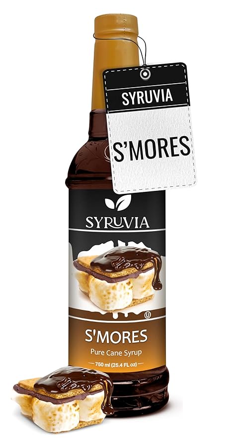 Syruvia Coffee Syrup, S'mores Flavored Syrup for Drinks, Lattes, and Desserts – 25.4 fl oz