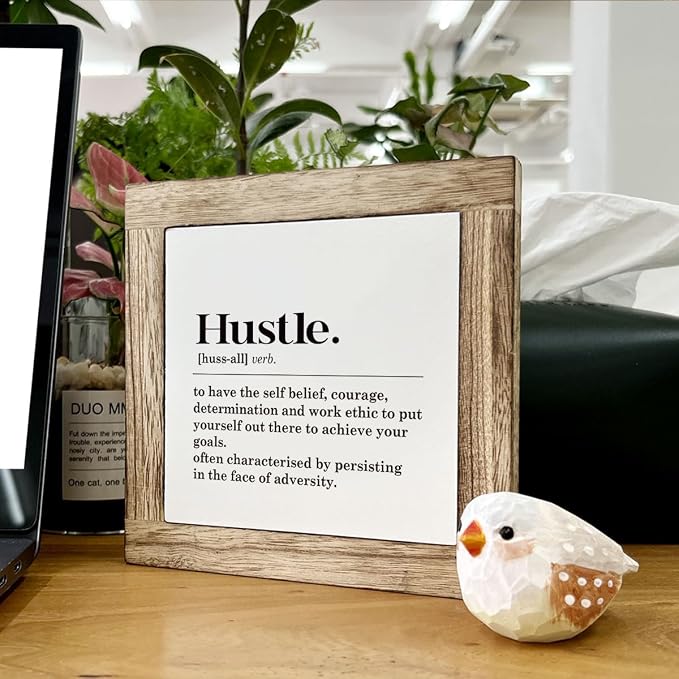 Hustle Definition Sign - Wooden Box Sign for Office, Classroom & Bedroom Decor - Motivational Desk Art - Farmhouse Style - Image 6