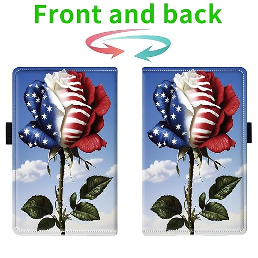 Server Books for Waitress, with 7 Large Pockets, Waiter Serving Book, Waitstaff Server Order Pads, Cute PU Leather Server Book with Pen Holder Fit Server Apron,USA Flag Rose - Image 2
