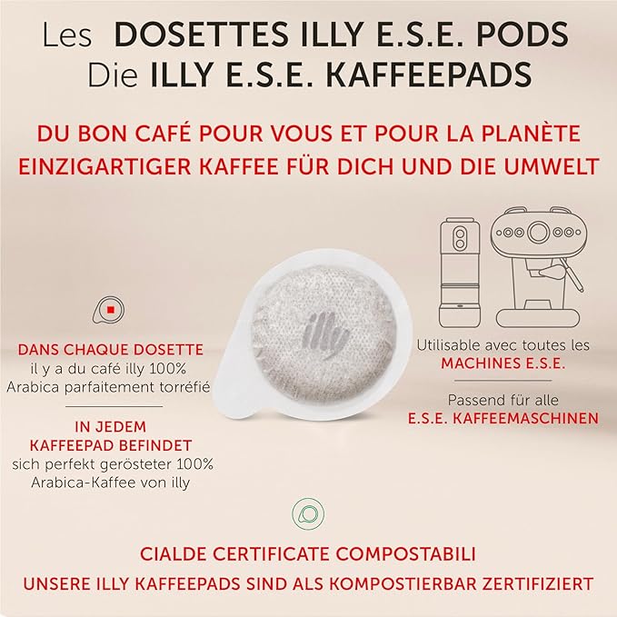 illy E.S.E. Coffee - Single-Serve Pods – Classico Medium Roast - Notes Of Chocolate & Caramel - For E.S.E Machines - Extraordinary Aroma & Body – 18 Count (Pack of 2)