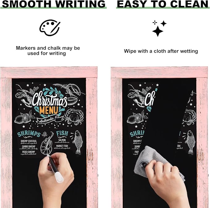 Large Sandwich A-Frame Chalkboard Sign - 40 x 20 Inches Pink Magnetic Wooden Chalk Board for Sidewalk, Stand up Double-Sided Outdoor Easel Display for Restaurant Cafe Shop Wedding Party or Business - Image 4