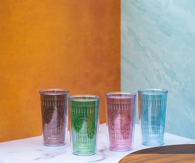 Tervis Romantic Embossed Hobnail Collection Made in USA Double Walled Insulated Tumbler Travel Cup Keeps Drinks Cold & Hot, 16oz, Mangrove Green