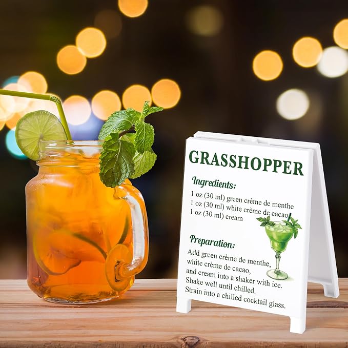 Grasshopper Recipe Rustic Bar Decor for Home Cafe Farmhouse Cocktail Sign for Kitchen Bar Cart Accessories Mixology Christmas Gift for Bartender Men Women New Couple - 5.59 x 4.33 inch Acrylic Sign - Image 7