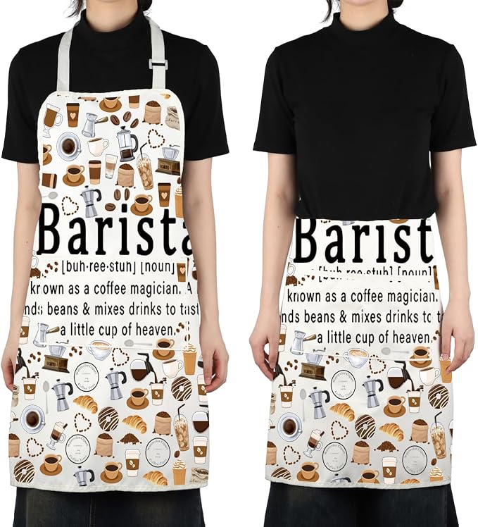 UJIMS Coffee Barista Gifts Barista Baking with Pockets Adjustable Apron Coffee Lovers Gifts Coffee Themed Gifts - Image 4