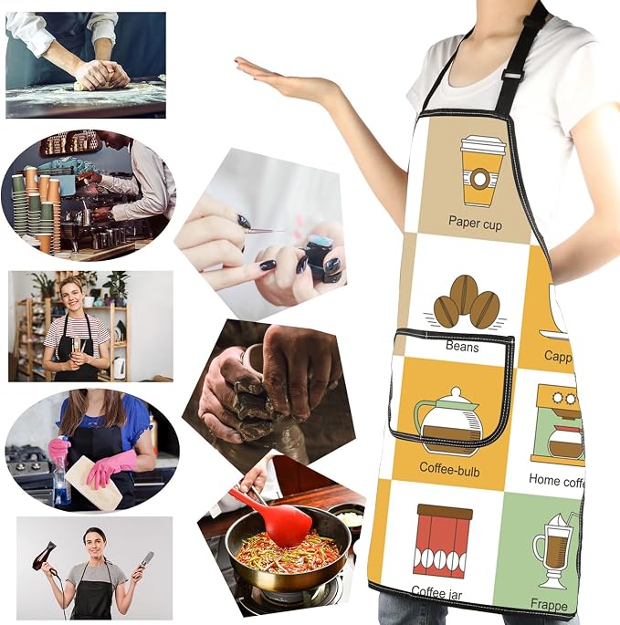 MBMSO Coffee Barista Apron with Pockets Coffee Aprons for Barista Gifts Cafe Aprons for Coffee Drinkers Coffee Lovers Gifts - Image 6