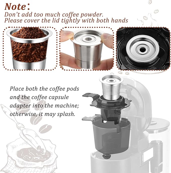3 Pack Reusable K Cups and Coffee Pods for Ninja Coffee Maker PB051 & CFP101/PB041, 304 Stainless Steel Reusable K Pod Permanent K Cups Filters Compatible with Ninja Coffee Maker,Coffee Accessories