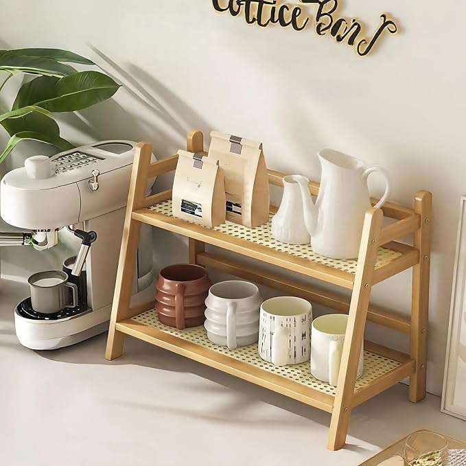 Coffee Station Organizer, Mug Holder Countertop, Kitchen Counter Shelf for Tea Coffee Bar Accessories, Matcha Stand, Cup Display, Condiment Storage Rack (patent pending) by decorativestoragesolutions