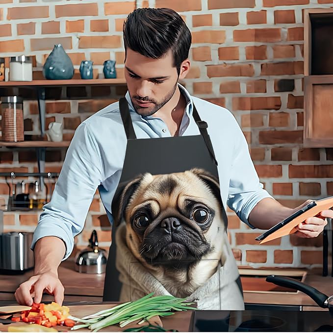 Funny Cat Apron with 2 Pockets Waterproof for Men Women Kitchen Garden Decor - Image 7