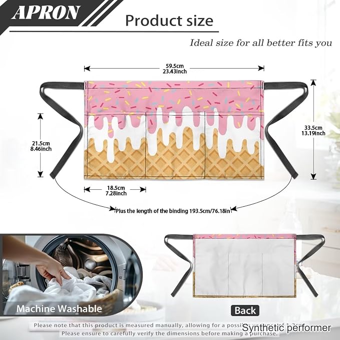 Waist Apron with 3 Pockets Waterproof 13 Inch Short Half Waist Aprons Women Men Server Aprons Waitress Waiter Apron - Image 7