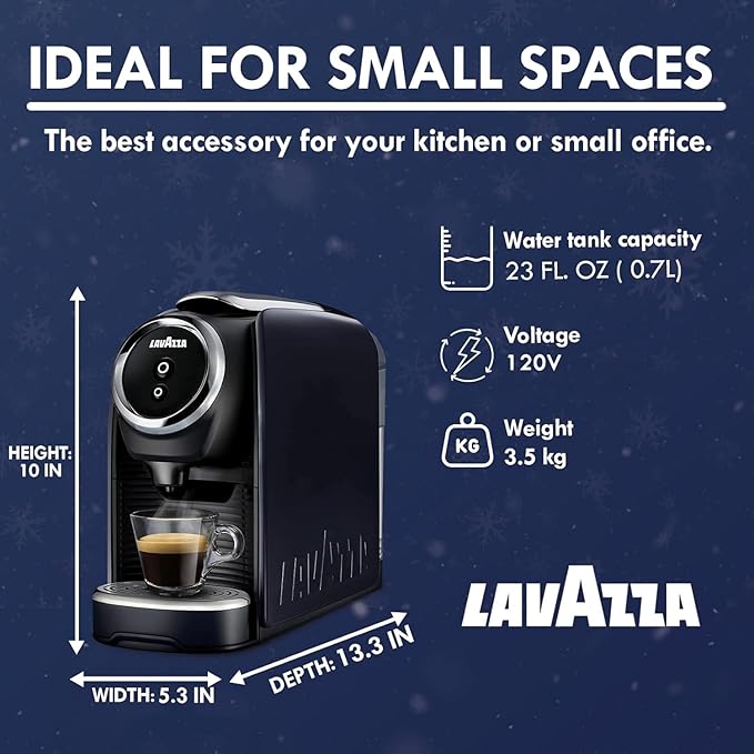 Lavazza Classy Mini Espresso Coffee Machine – 72 Count Intenso Capsules – Compact Single-Serve Brewer Compatible BLUE & Expert Pods