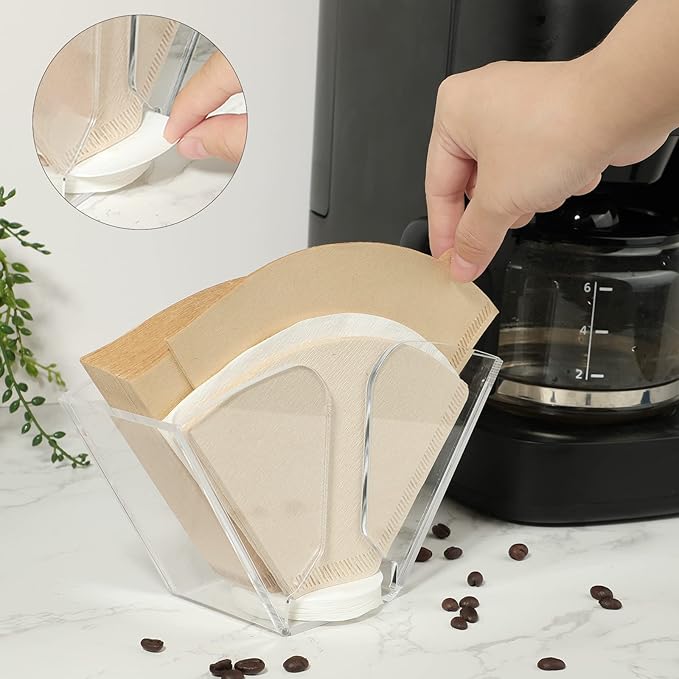 Kamehame Coffee Filter Holder, Wall Mount Coffee Filter Dispenser Rack, Clear Acrylic Storage Container for Aeropress, Cone Filters