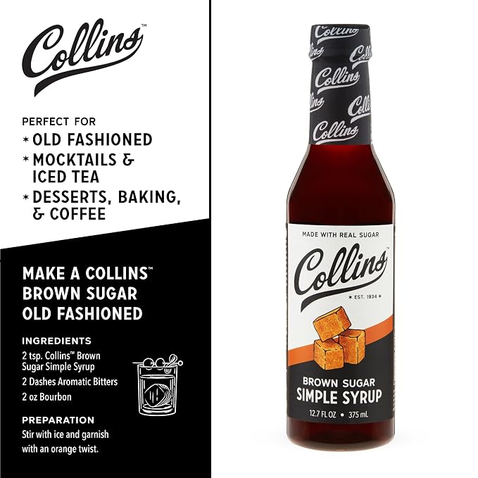 Collins Brown Sugar Simple Syrup - Real Brown Sugar Syrup Cocktails and Coffee Syrup - Cocktail Syrup, Perfect for Coffee and Bourbon Drinks, 12.7oz Set of 1 - Image 3