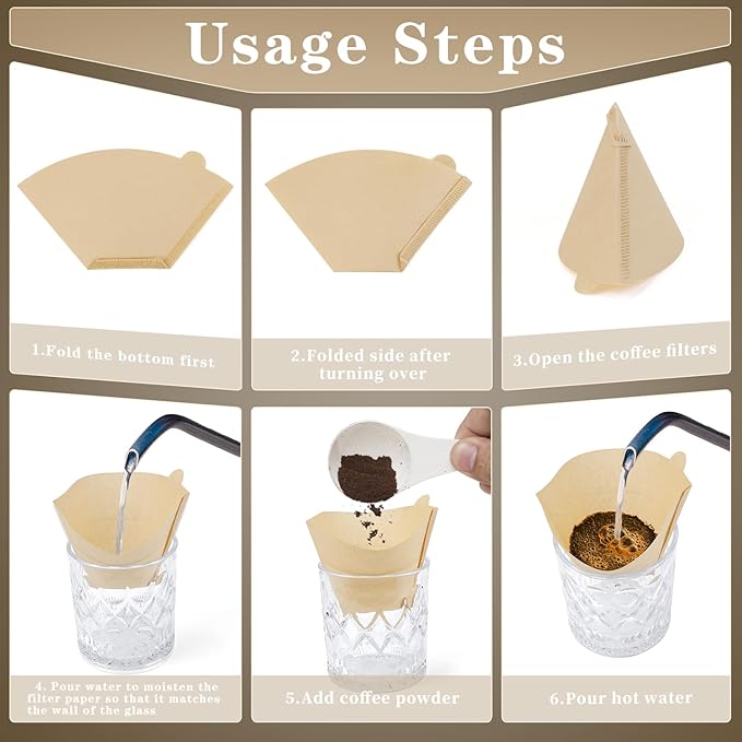 #2 Cone Coffee Filters,200 Count Premium Coffee Filter,2-6 Cup,Disposable Coffee Filters for Drip Coffee Makers and Pour Over (200, Brown)