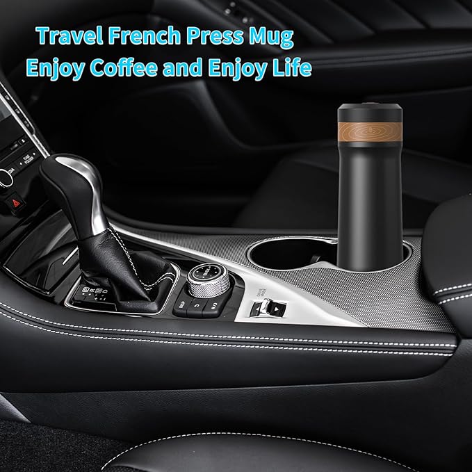 French Press Coffee Maker, 320ML, Stainless Steel, Portable, Hot & Cold Brew, Vacuum Insulated Travel Mug