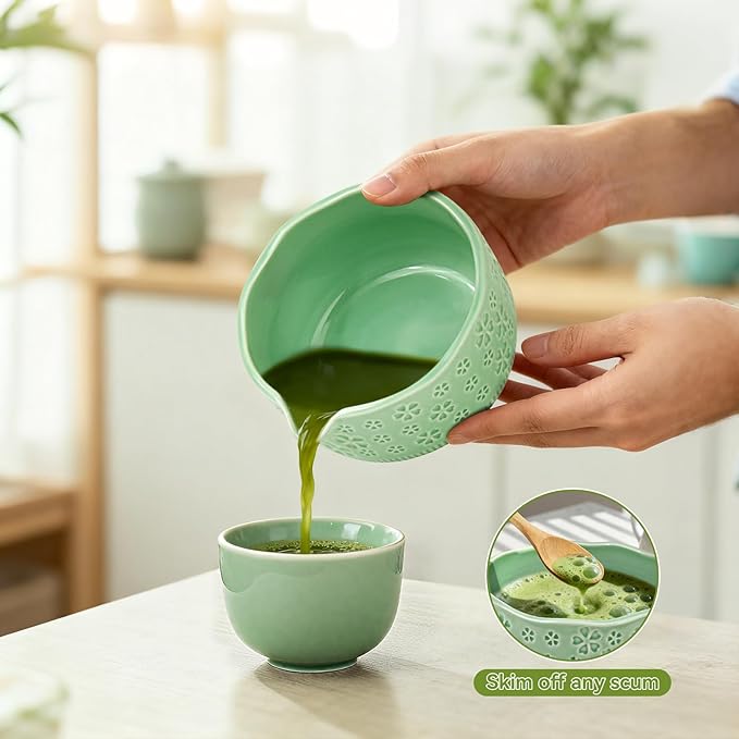Matcha Whisk Set, 7 Pcs Matcha Making Kit with Matcha Bowl, Matcha Whisk and Holder, Bamboo Scoop, Scoop Rest, Sifter and Tea Towel，Gifts for Christmas Birthday