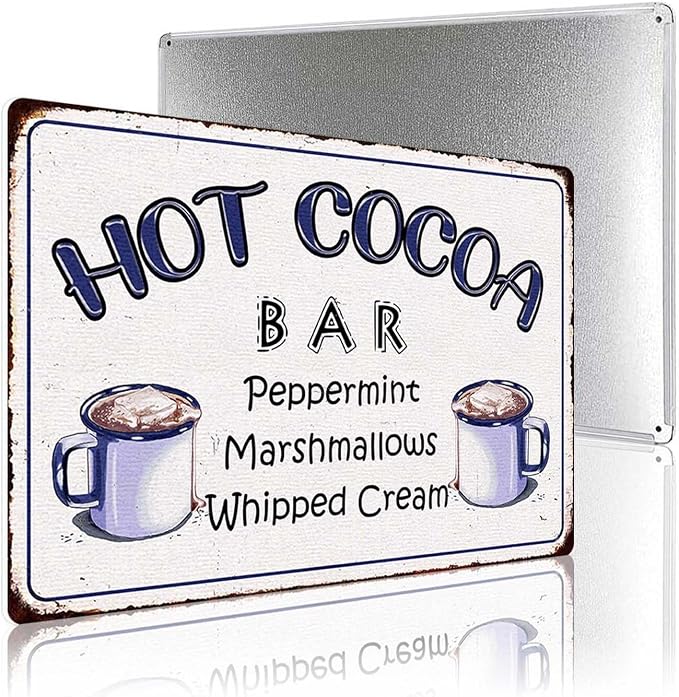 Peppermint Marshmallows & Whipped Cream Metal Sign - Vintage Home Wall Decor For Coffee Bar Corner Station 8X12 Inch Christmas Decorations - Image 4