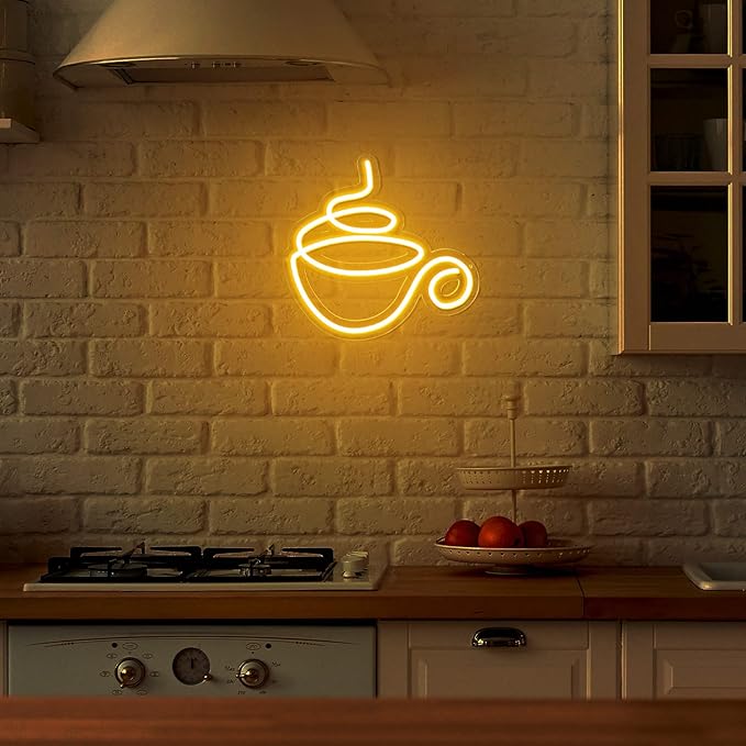 Kathfly Coffee Bar Neon Sign LED Neon Decor Modern LED Wall Sign for Shop Accessories for Cafe Restaurant Pub Art Party Decor(Coffee)