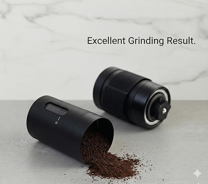 Manual Coffee Grinder with Ceramic Conical Burr - AeroPress Compatible Hand Coffee Mill with Click-Lock Stepless Adjustment | Portable Precision Molino de Cafe for Camping, Home & Travel