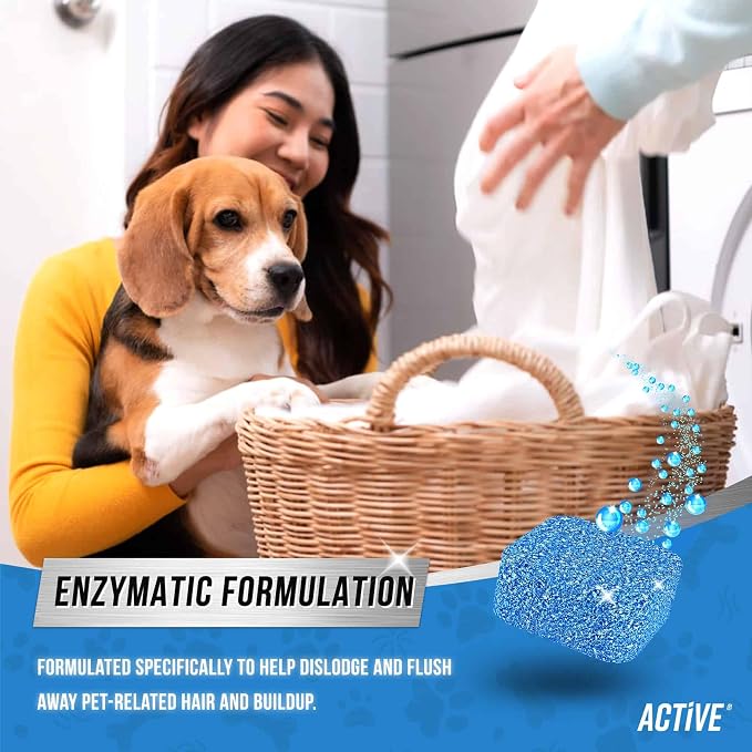 ACTIVE Washing Machine Cleaner for Pet Owners Enzymatic Deep Clean Descaler for Cat & Dog Hair, Urine, Odor, Residue, 24 Septic-Safe Tablets for Top Load, Front Loader, HE Washer Tub - 1 Year Supply - Image 4