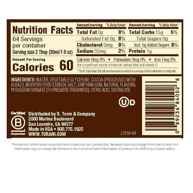 SUGER FREE DARK CHOCOLATE SAUCE 64 OZ. - Image 2