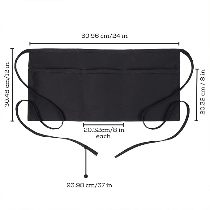 Avalon Kitchen Server Aprons with 3 Pockets, 100% Polyester Waist Apron with Pockets, 24x12 Inche Waitress Apron with Pockets - Image 5