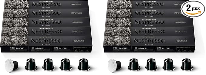 Nespresso Capsules Original Line,Ristretto Decaffeinato,Dark Roast Coffee,Coffee Pods,50 Count (Pack of 2)