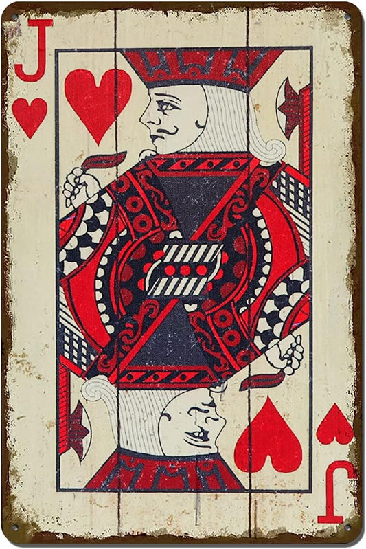 Vintage Poker Wall Decor Metal Sign Retro tin Sign Wall Decorative Signs for Man Cave Home Cafe Pub bar Shop 12x8 Inch Heart Jack by TREEPERI