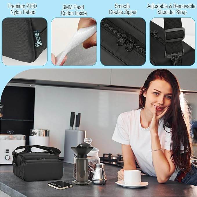 Beautyflier Travel Storage Bag Compatible with AeroPress Original Coffee Press, Microfilters, Mini Scale, Durable Organizer Case for Portable Coffee Maker, Fits Travel, Camping (Bag Only)