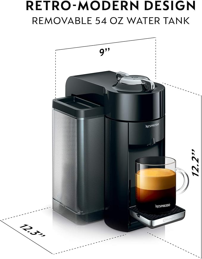Nespresso Vertuo Coffee and Espresso Maker by De'Longhi, Piano Black with Aeroccino Milk Frother