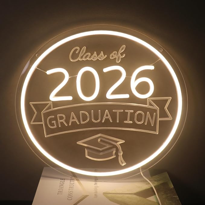 "Class of 2026" Graduation Cap Light - Official & Celebratory LED Wall Sign for Dorm, Grad Party, Study Space or Gift, Dimmable USB, Proud Keepsake for the Graduate & Their Supporters by Nordstylee
