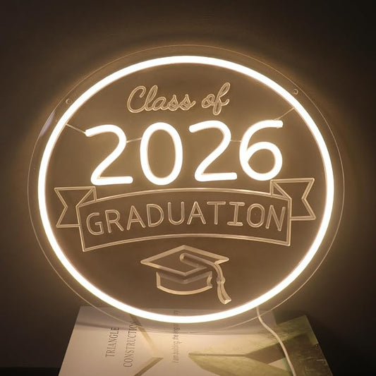"Class of 2026" Graduation Cap Light - Official & Celebratory LED Wall Sign for Dorm, Grad Party, Study Space or Gift, Dimmable USB, Proud Keepsake for the Graduate & Their Supporters by Nordstylee