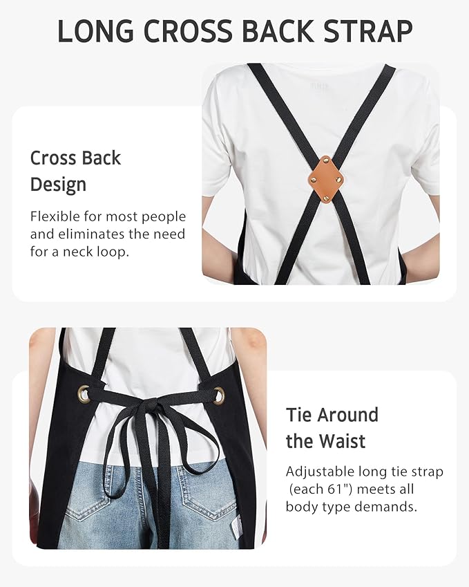 Syntus Chef Apron for Men Women Kitchen Cooking Apron with Pockets, Adjustable Bib Aprons Stain Resistant