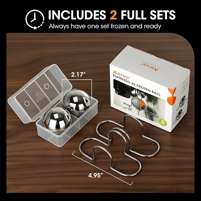 AIEVE XL Espresso Cooling Ball, 2 Pack Upgraded Large Coffee Chiller, Stainless Steel Chilling Ball Iced Coffee Accessories Espresso Accessories for Nespresso Breville Espresso Machine - Image 8