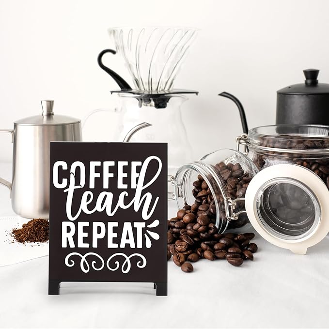 Coffee Bar Accessories Decor: Black Coffee Station Corner Decorations Sign for Office Kitchen Tabletop Shelf
