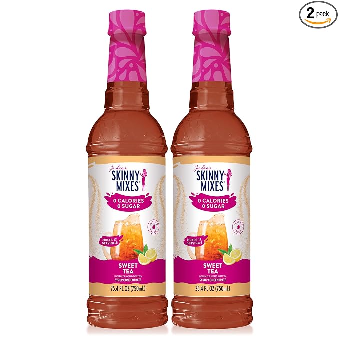 Jordan's Skinny Mixes Sugar Free Syrup, Sweet Tea Flavor, Fruit Flavored Water Enhancer, Drink Mix for Iced Tea, Lemonade, Drinks, Low Calorie Water Flavoring, Dairy & Gluten Free, Kosher, 25.4 Fl Oz, 2 Pack by JordansSkinnyMixes