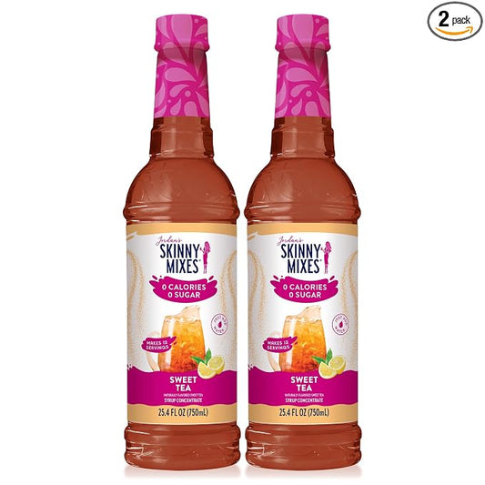 Jordan's Skinny Mixes Sugar Free Syrup, Sweet Tea Flavor, Fruit Flavored Water Enhancer, Drink Mix for Iced Tea, Lemonade, Drinks, Low Calorie Water Flavoring, Dairy & Gluten Free, Kosher, 25.4 Fl Oz, 2 Pack by JordansSkinnyMixes