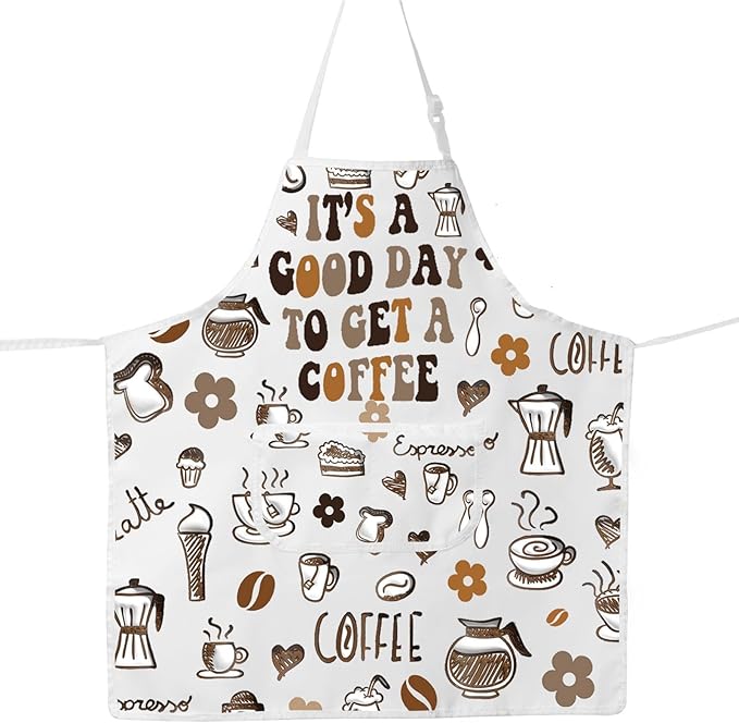 JNIAP Coffee Barista Apron Coffee Shop Apron It's A Good Day To Get A Coffee Gifts Coffee Apron For Women Men