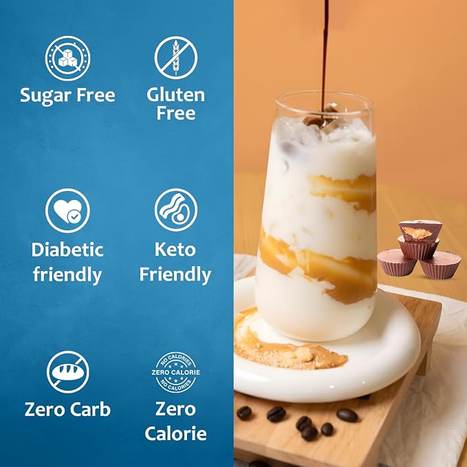 Syruvia Sugar Free Coffee Syrup, Peanut Butter Cup Flavored Syrup for Drinks, Lattes, and Desserts – 25.4 fl oz, With Pump - Image 4