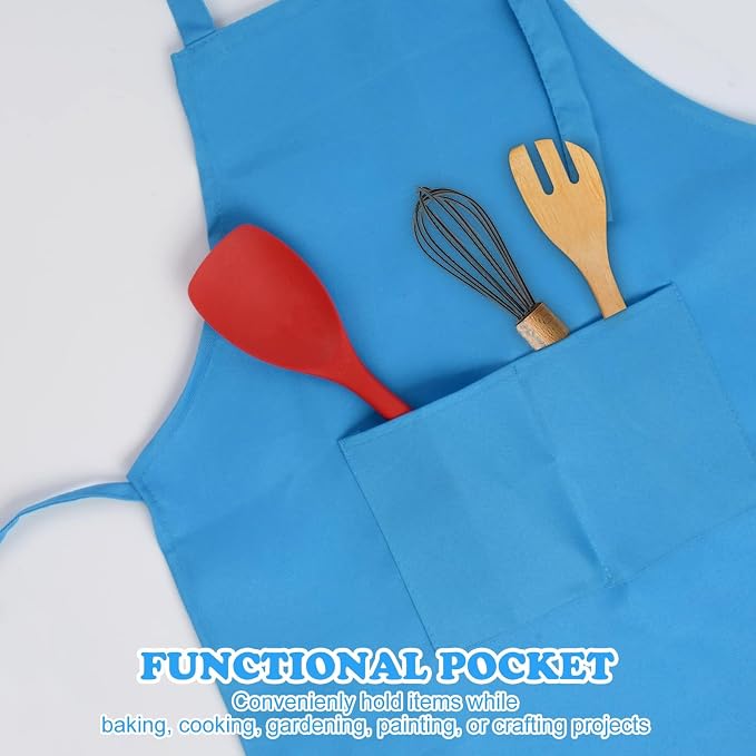 SINLAND Kids Aprons with Large Pocket 2 Pack | Adjustable Cooking Chef Aprons,Stain Resistant Toddler Apron for Baking Painting Gardening Boys Girls - Image 2