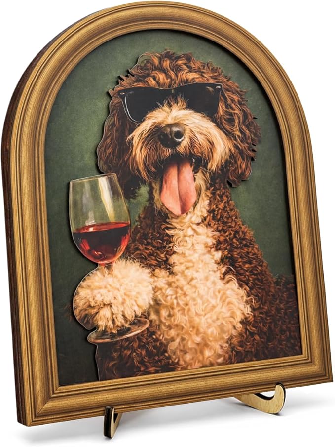 3D Funny Gentleman Dog Wall Art Sign for Bar Decor, Drinking Dog Portrait Wall Decor, 8x10 Inch