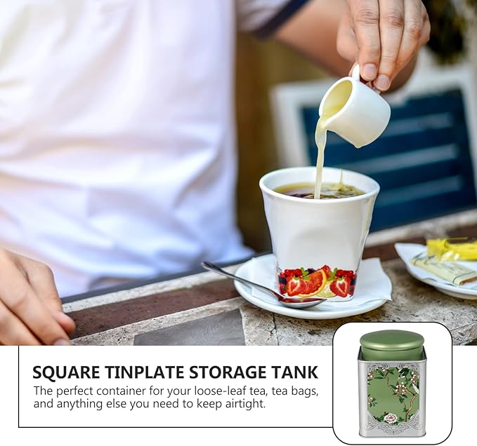 BESPORTBLE Tea Tin Canister with Airtight Double Lids Airtight Loose Tea Canister Tinplate Empty Tin Coffee Candy Herbs and Spices