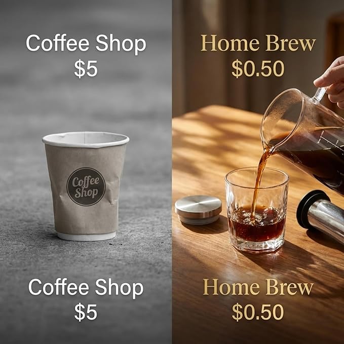 Cold Brew Coffee Maker & Ice Tea Maker, 1.4L/48oz Cold Brew Pither, Borosilicate Glass Carafe with Stainless Steel Filter, Airtight Lid, Dishwasher Safe, Easy to Use | Mannual & Brush Included