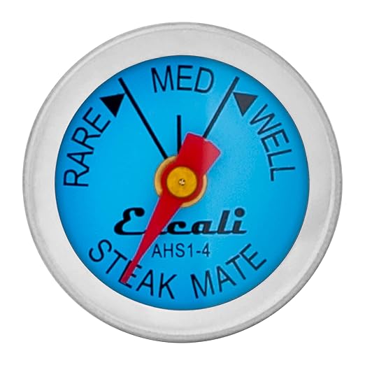 Escali AHS1-4 Easy Read Mini Steak Thermometer Set, Dial Reads Rare, Medium & Well, Dishwasher Safe, Silver