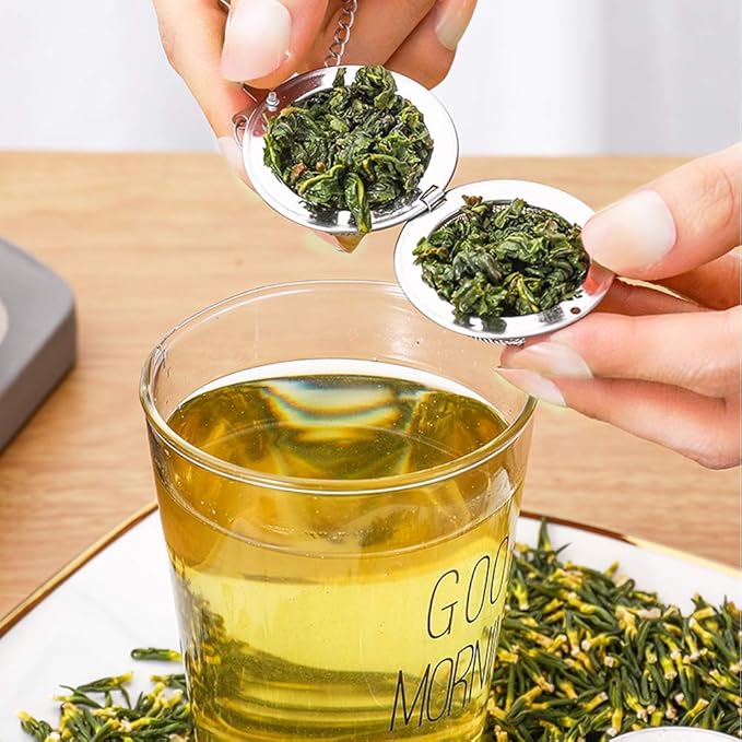 2pcs Tea Strainers, Scdom Stainless Steel Ball Mesh Tea Infusers, Amethyst & White Crystal Moon Pendant Tea Ball Tea Filter with Extended Chain Hook for Brew Fine Loose Tea and Spices & Seasonings